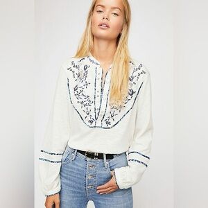 Free People Sundance Kid Western Embroidered Top | Size XS